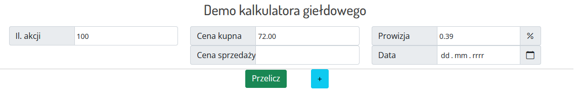 Darmowy kalkulator giełdowy online